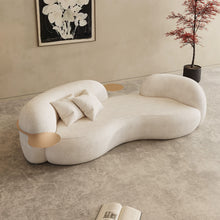 Muatkan imej ke dalam penonton Galeri, Karis Italian Curved Pea Fabric Sofa With Tray Table
