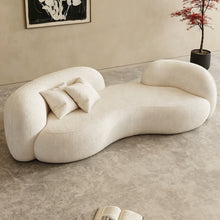 Muatkan imej ke dalam penonton Galeri, Karis Italian Curved Pea Fabric Sofa With Tray Table
