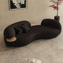 Muatkan imej ke dalam penonton Galeri, Karis Italian Curved Pea Fabric Sofa With Tray Table
