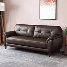 Muatkan imej ke dalam penonton Galeri, Tapia Cowhide Leather Curve Side Arm Latex Sofa
