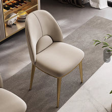 将图片加载到图库查看器，Newman Leather Gold Grey Leg Dining Chair
