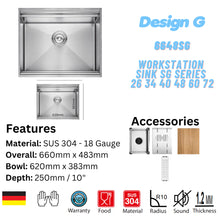 Load image into Gallery viewer, LEVANZO Workstation Sink SG Series 26 34 40 48 60 72
