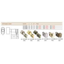 Muatkan imej ke dalam penonton Galeri, ES'TECH Brass European Profile Half Thumbturn Cylinder EC3010B

