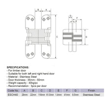 Load image into Gallery viewer, E-SWING Conceal Hinge ESCH40
