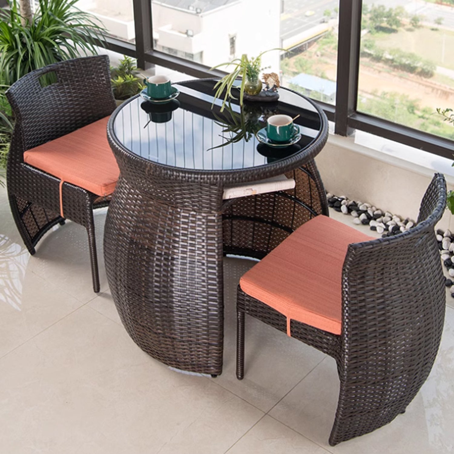 Eleri Rattan Table Chairs Balcony Outdoor Furniture