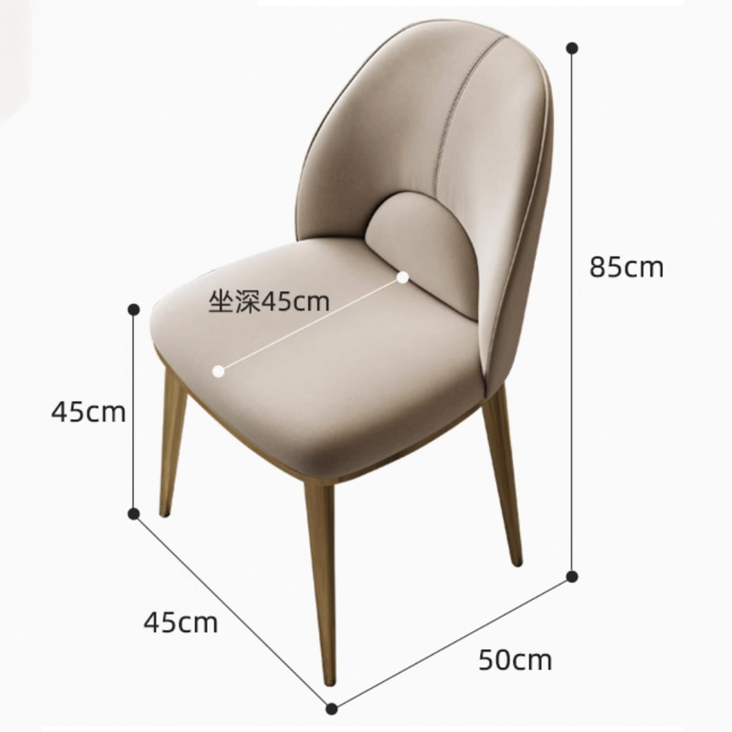Newman Leather Gold Grey Leg Dining Chair