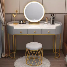 Muatkan imej ke dalam penonton Galeri, Haney Celebrity Round Edge Dressing Table Set 0.8m to 1.2m
