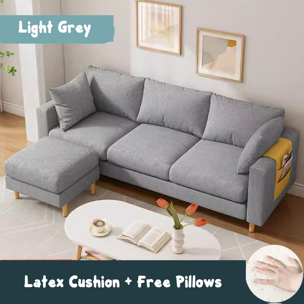 Joyce Pet Friendly Fabric Latex Seat Sofa With Pillows