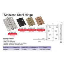 将图片加载到图库查看器，MY HINGE Stainless Steel Hinge MH44B
