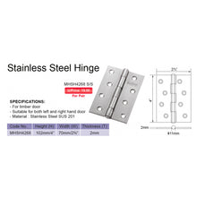 将图片加载到图库查看器，MY HINGE Stainless Steel Hinge MHSH4268 S/S
