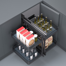 Load image into Gallery viewer, MIRAI Magic Corner Basket With Soft Closing Slide - Dark Grey
