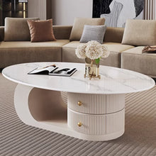 Muatkan imej ke dalam penonton Galeri, Leblanc Oval Designer Storage Coffee Table
