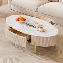 Muatkan imej ke dalam penonton Galeri, Daugherty Cream Modern Oval Coffee Table
