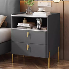 Load image into Gallery viewer, Obrien Slate Top Luxury Gold Bedside Table
