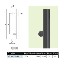 Load image into Gallery viewer, ES'TECH Stainless Steel Pull Handle SUS304 PH112 Black
