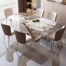 将图片加载到图库查看器，Preston Cross Legged Sintered Stone Ding Table Set
