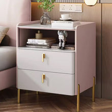 将图片加载到图库查看器，Obrien Slate Top Luxury Gold Bedside Table
