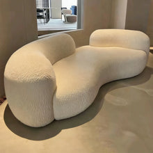 Muatkan imej ke dalam penonton Galeri, Karis Italian Curved Pea Fabric Sofa With Tray Table
