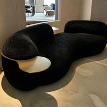 Muatkan imej ke dalam penonton Galeri, Karis Italian Curved Pea Fabric Sofa With Tray Table
