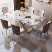 将图片加载到图库查看器，Preston Cross Legged Sintered Stone Ding Table Set

