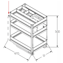 Load image into Gallery viewer, MIRAI Three Layer Double Deck Basket With Undermount Soft Closing Slide - Dark Gery
