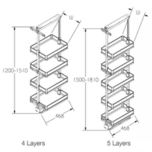 Load image into Gallery viewer, MIRAI Aluminium Tall Unit Pull Out Basket With Soft Closing Slide - Dark  Grey
