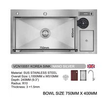 将图片加载到图库查看器，VULCANO Korea Sink Nano Silver Black VCN10051

