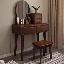 Muatkan imej ke dalam penonton Galeri, Eileen Natural Wood Dressing Table Set 0.6m to 0.8m
