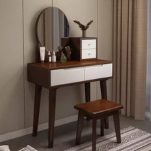 Muatkan imej ke dalam penonton Galeri, Eileen Natural Wood Dressing Table Set 0.6m to 0.8m
