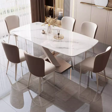 将图片加载到图库查看器，Preston Cross Legged Sintered Stone Ding Table Set

