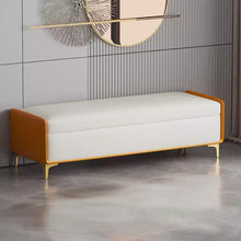 Muatkan imej ke dalam penonton Galeri, Cain Luxury Gold Legs Designer Storage Bench
