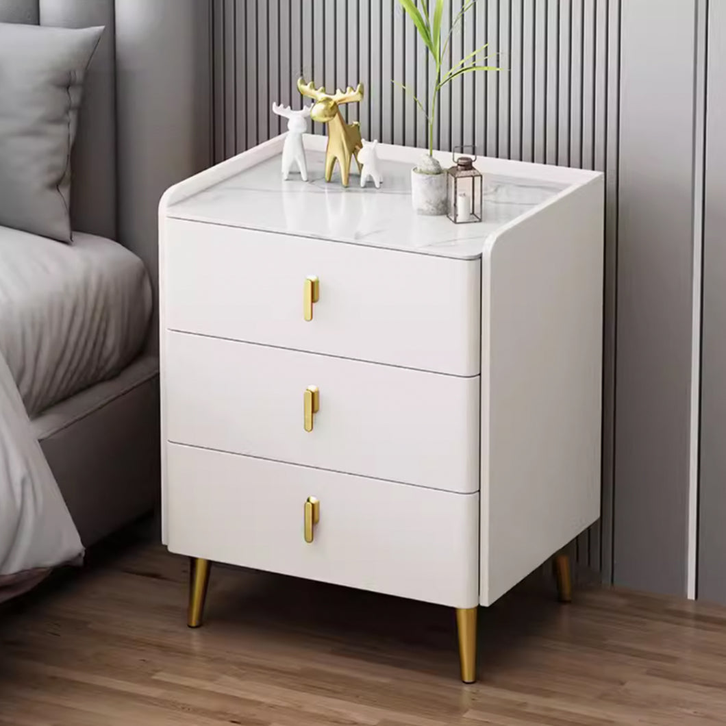 Lawrence Gold 3 Drawers Bedside Table