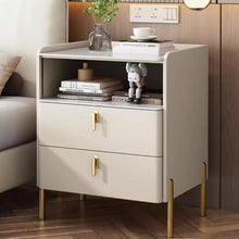 将图片加载到图库查看器，Obrien Slate Top Luxury Gold Bedside Table
