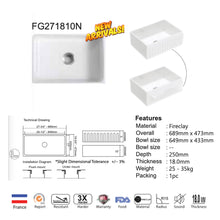 Muatkan imej ke dalam penonton Galeri, CAVARRO Fireclay Square &amp; Flat Kitchen Sink [White] CFS241810/301810/331810
