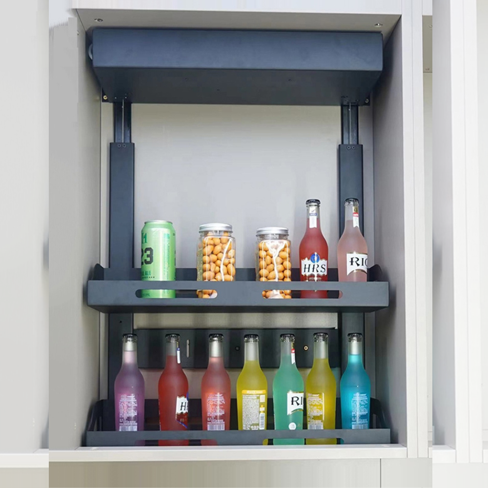 MIRAI Electric Lift  Rack Cabinet Basket Pull-Down Spice Rack