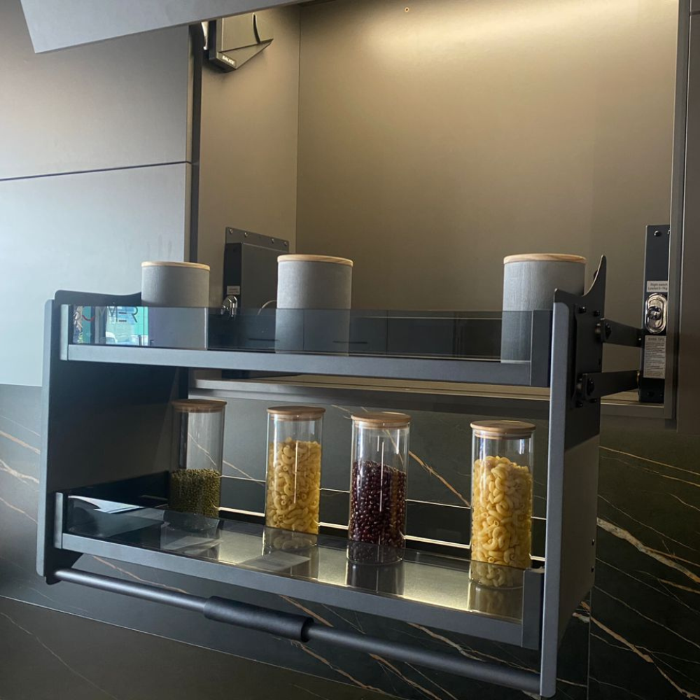 MIRAI Aluminium Glass Pull Down Lift Basket
