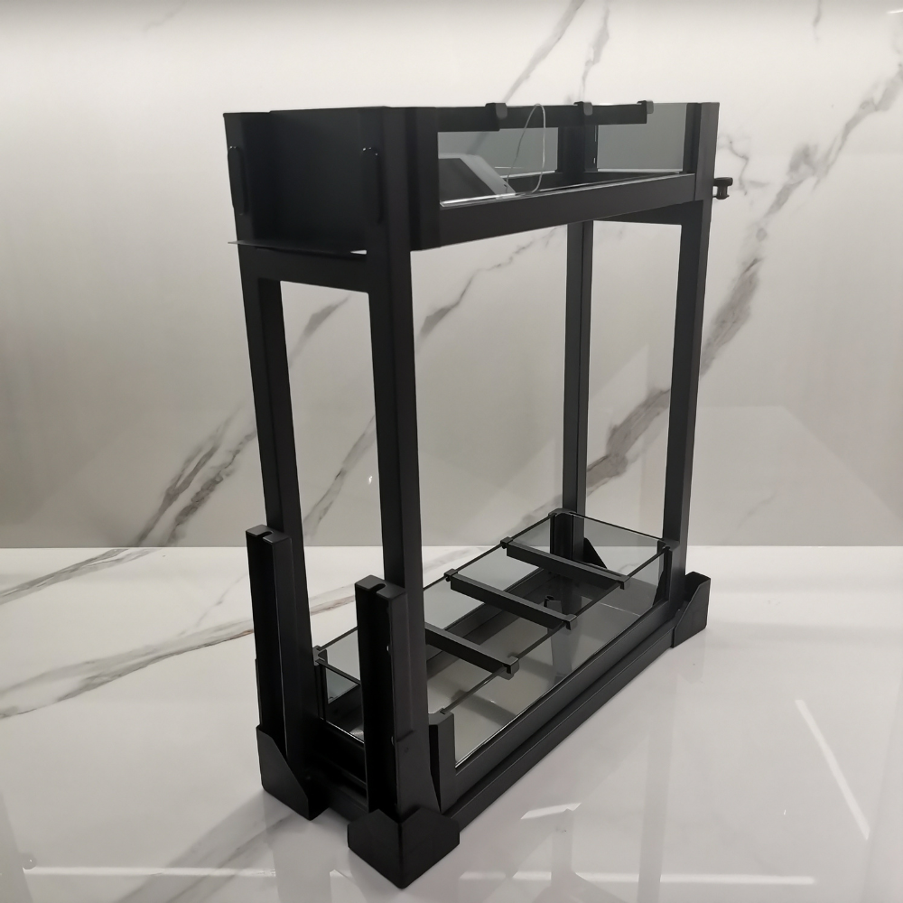 MIRAI Aluminium Glass 2 Layer Bottom Pull Out Basket With Under Mount Soft Closing
