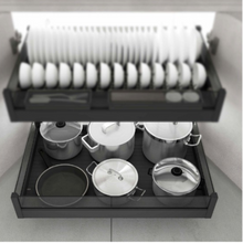 Muatkan dan mainkan video dalam penonton Galeri, MIRAI Four Side Tray Pull Out Aluminium Basket With Soft Closing
