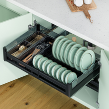 在图库查看器中加载和播放视频，MIRAI Four Dish Basket With Undermount Soft Closing Slide - Dark Grey
