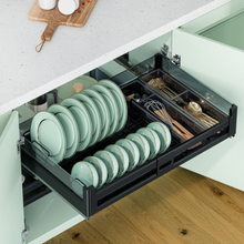 在图库查看器中加载和播放视频，MIRAI Four Dish Basket With Undermount Soft Closing Slide - Dark Grey
