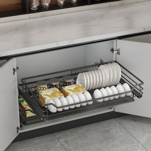 MIRAI Four Side Dish Rack With Undermount Soft Closing Slide - Dark Grey