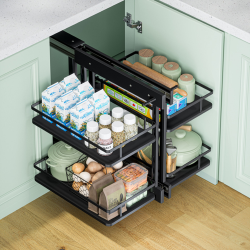 MIRAI Magic Corner Basket With Soft Closing Slide - Dark Grey