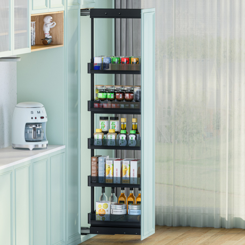 MIRAI Aluminium Tall Unit Pull Out Basket With Soft Closing Slide - Dark  Grey